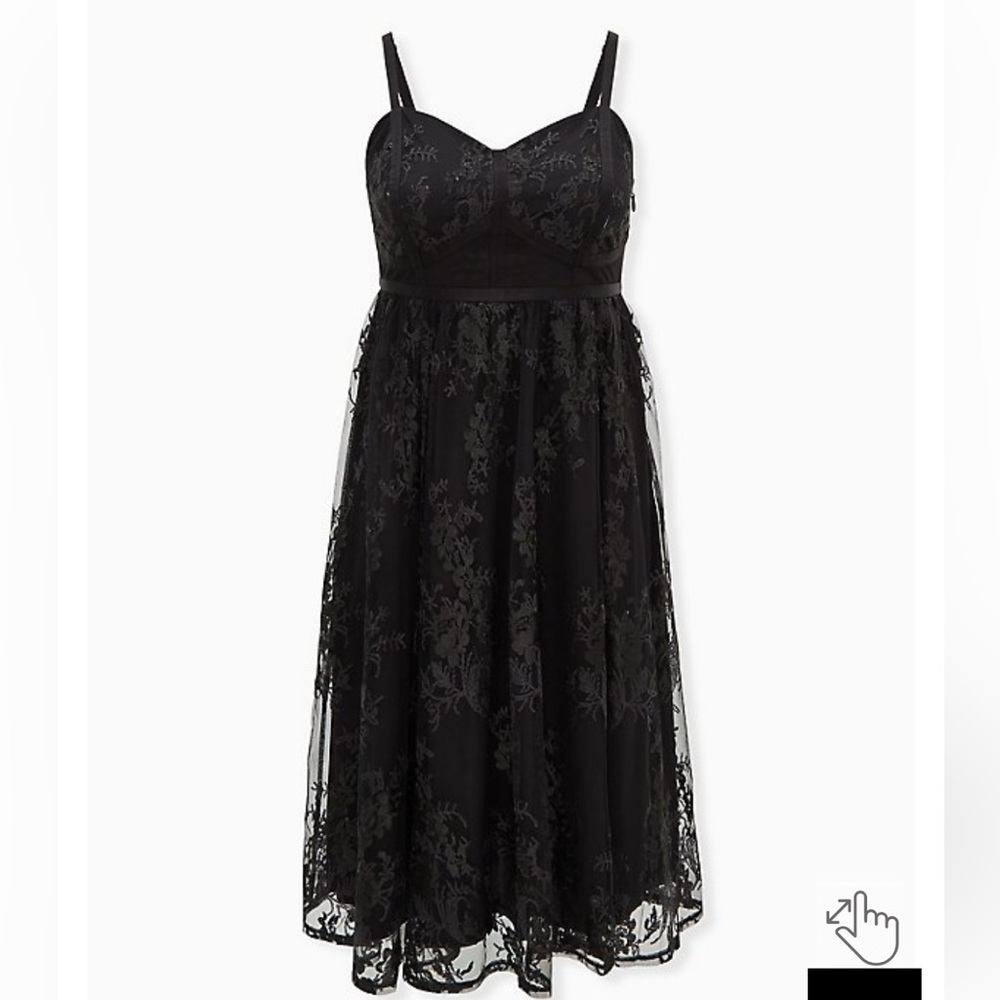 Torrid special occasion NWT black mesh and sequin midi dress